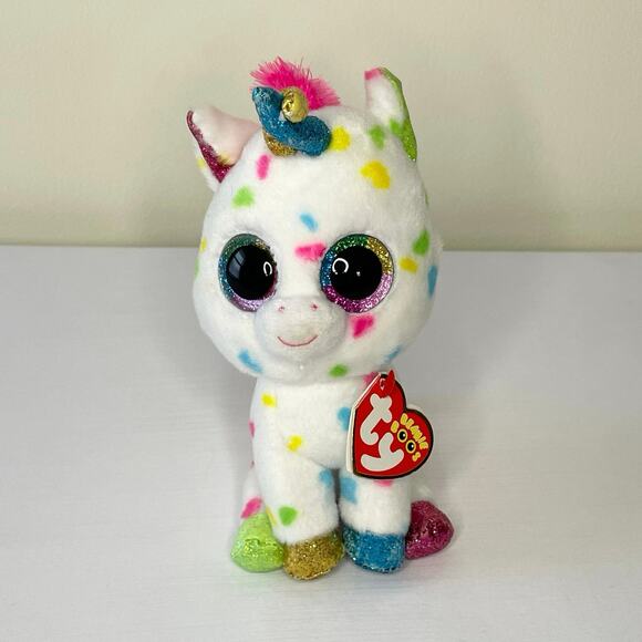 TY Beenie Boos Harmonie Unicorn 6" Glitter Eyes Stuffed Animal Collectible | NWT - Picture 1 of 9